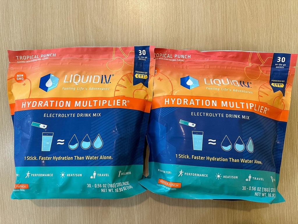 Płynne kroplówki nawodnienie mnożnik, Tropical Punch Flavor 2 worki (2X30 opakowań), 1 liczba (Opakowanie po 2)