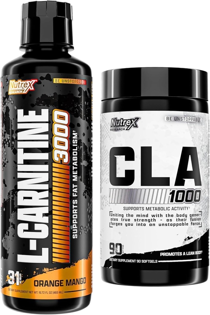 Nutrex Research Liquid Carnitine 3000 - CLA 90 Soft Gels - 1000mg Conjufared Linoleic Acid Active Blend from Safflower Oil