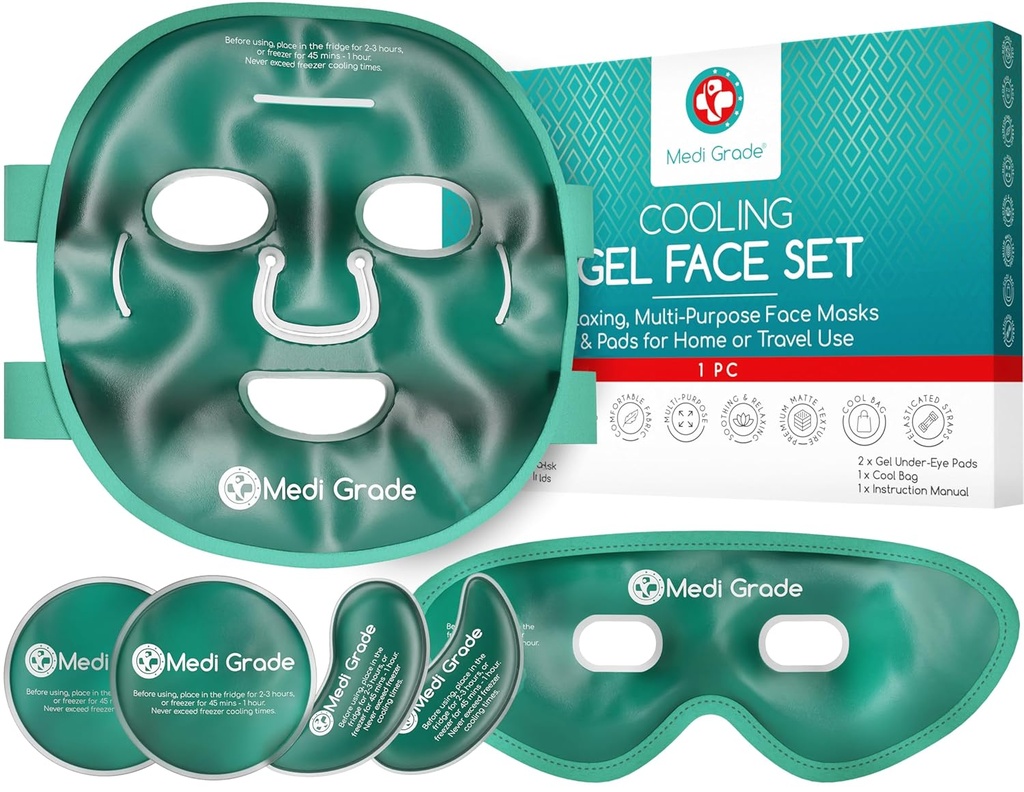 Medi klasa chłodzenie lód twarz maska i chłodzenie oko maska dla puffy oczu i Migrena Relief - Samo Care Face Ice Pack z ChillGel twarz maski technologii - chłodzenie twarzy maska, oczy i torby