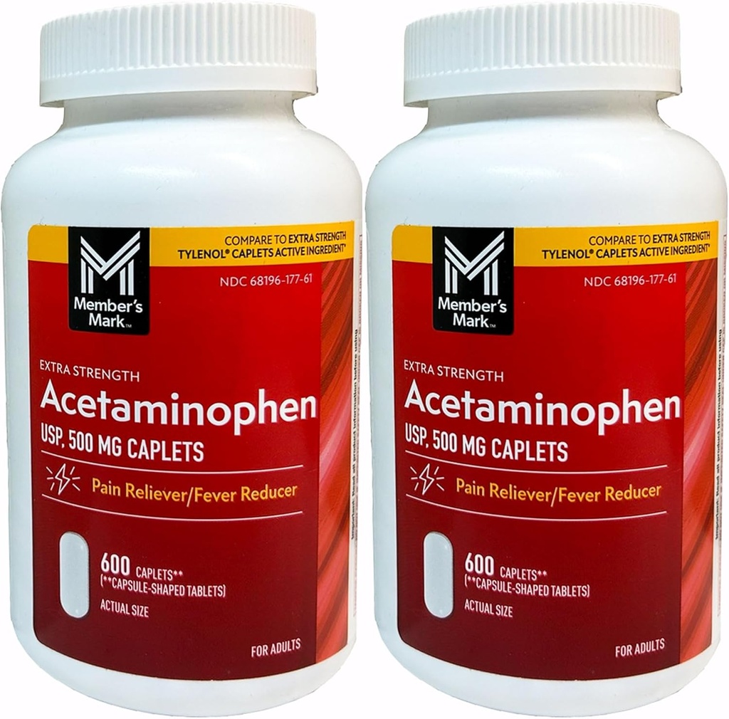 Członek Mark 500mg Acetaminofen MegaSize 2Pack (600 Count Each) 7hm2Dcs