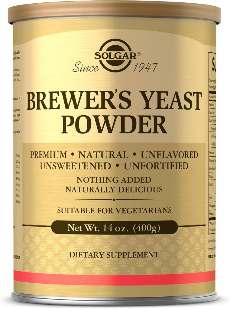Solgar Brewer 's Yeast Powder, 14 oz - Bogate Źródło Amino Acids, B-Complex Vitamin, Minerals, & Protein - Naturalny, Niearomatyzowany, Niesłodzony - Wolny od mleka, Wegetarianin - 13 Słupki (Opakowania mogą się różnić)