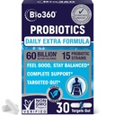 Dodatkowa siła Probiotyk dla zdrowia i wsparcia immunologicznego, 60 Miliard CFU & 15 Szczepów, Gut Health Probiotyki dla mężczyzn i kobiet wspiera sporadyczne zaparcia, Biegunka, Gaz & Bloating, 30CT