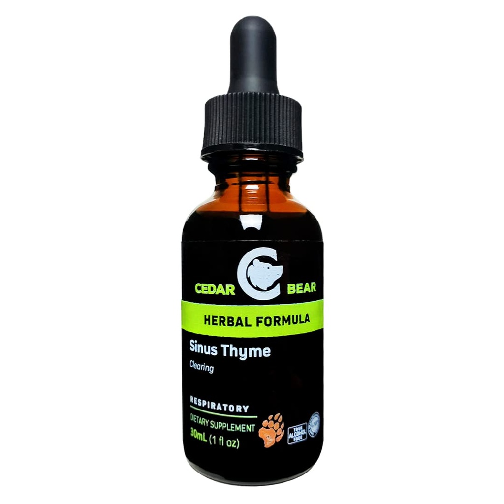 Cedar Bear Sinus Thyme płynny suplement ziołowy, który wspomaga wyraźne funkcjonowanie w zatokach i poprawia funkcje immunologiczne 1 fl oz / 30 ml