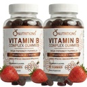 O NUTRITIONS Witamina B Kompleks Wegan Gummies z witaminą B12, B7 jako Biotin, B6, B3 jako Niacyna, B5, B6, B8, B9 jako Folate for Stress, Energia i Zdrowy system immunologiczny (2 opakowania)