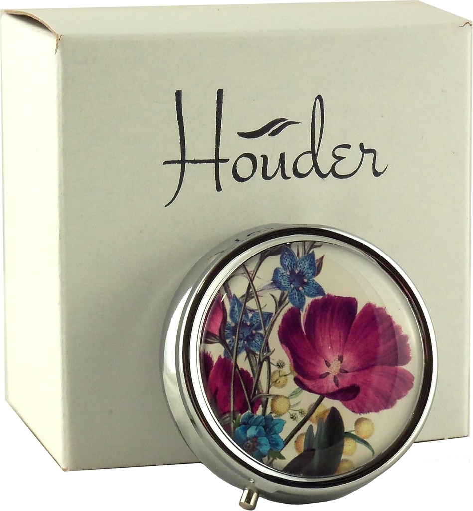 Designer Pill Box by Houder - Dekoracyjny pill Case z pudełkiem na prezenty - Carry Your Meds in Style (Fiołki)
