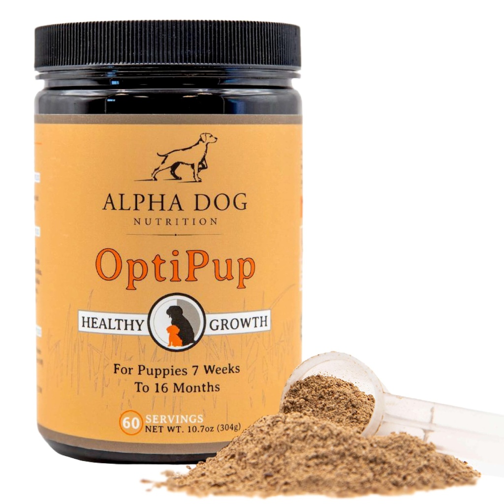 Alpha Dog Nutrition OptiPup All- in-1 Puppy Multivitamin Zawiera 31 Superfoods Włączając Probiotyki i Prebiotyki do wsparcia trawiennego, Skóra i zdrowie immunologiczne, i optymalny wzrost (60 Służenia)