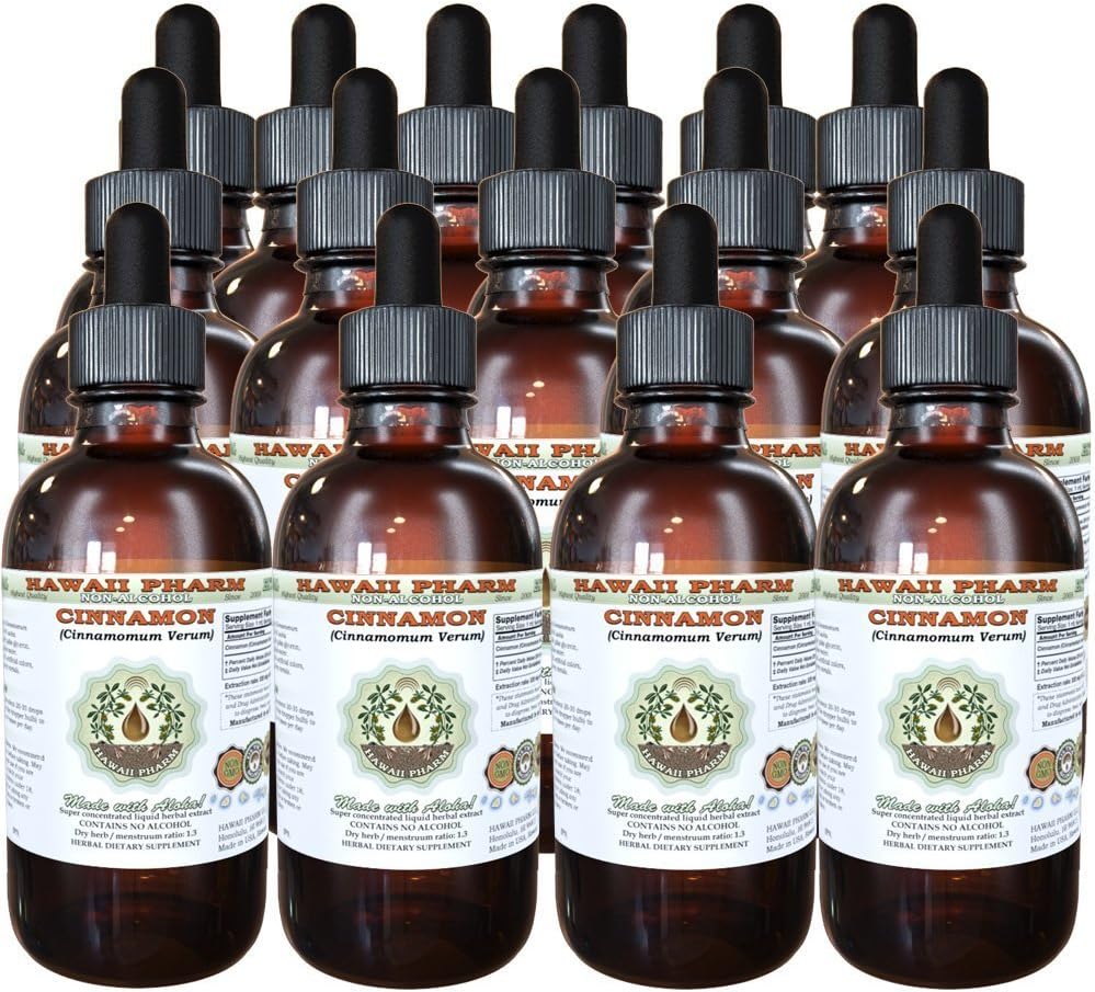 Cynamon Bezalkoholowy ekstrakt płynny, Cynamon (Cinnamomum verum) Suszony Bark Glicerite Hawaii Pharm Natural Herbal Supplement 15x4 oz