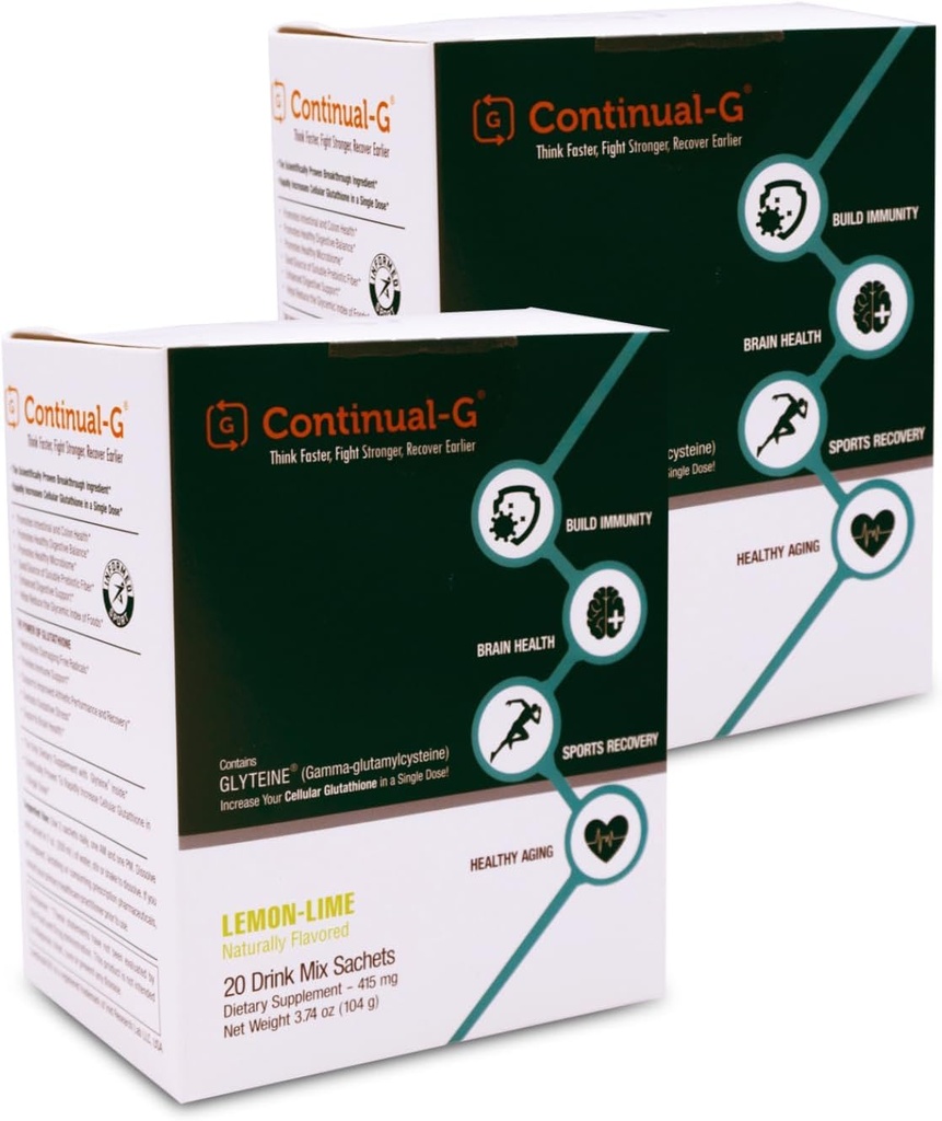 ConTINUAL - G Proszek - Klinicznie udowodniony Glutation komórkowy Prekursor 124; Korzyści z gliteiny i błonnika słonecznego 124; Wsparcie immunologiczne, Mistrz przeciwutleniacz, Detox, Zdrowie mózgu i pielęgnacja skóry 124; 40 Saszetki