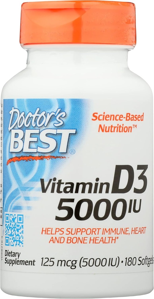 Lekarze Najlepsza witamina D3 5000j. m., Non-GMO, 180 Softgel (Opakowanie po 1)