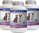 Koty Bad Breath Home Remedy - PROBIOTYKA dla zwierząt domowych - Psy Koty - Bad Gas and Breath Treats - Advanced Immune Boost - Cat Digestive Suppor - 3 Butelki (180 Potrawy)