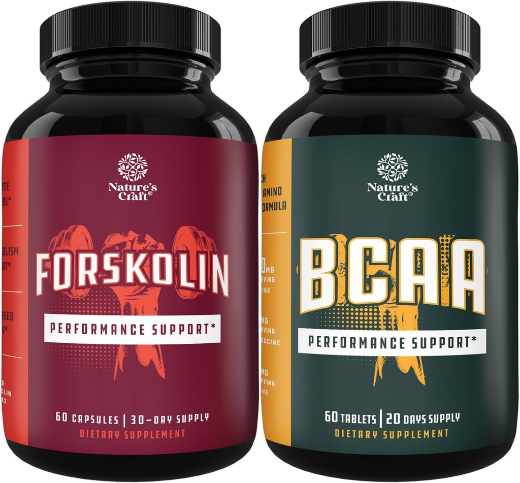 Paleta Natural Pre Workout Forskolin Suplement i Branch Chain Amino Acids Suplement - Natural Energy Booster and Workout Suplement - Vegan BCAA Kapsułki Post Trecout Mięśnie
