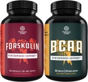 Paleta Natural Pre Workout Forskolin Suplement i Branch Chain Amino Acids Suplement - Natural Energy Booster and Workout Suplement - Vegan BCAA Kapsułki Post Trecout Mięśnie