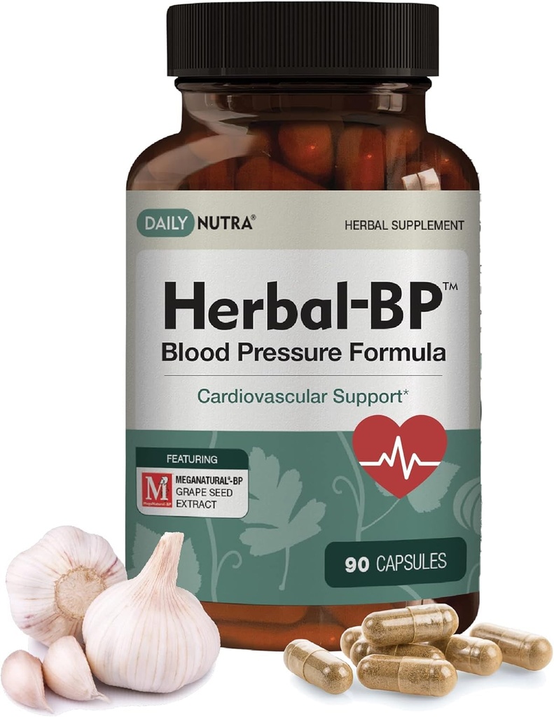 Herbal-BP Natural Blood Pressure Supplement - Supports Circulatory Health | Featuring Grape Seed Extract, Garlic, Hawthorn, Olive Leaf & Ashwagandha for Long-Term Support (3-Pack)