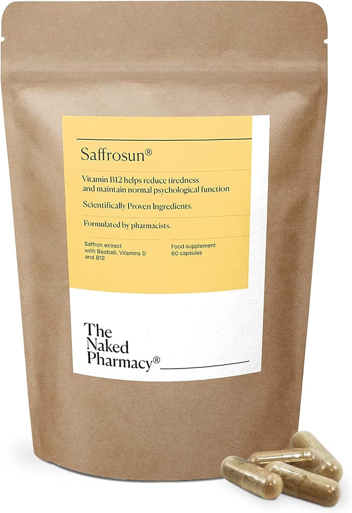 NAKED YOU 124; Saffrosun YOU 124; Natural Saffron Supplements with Witamina B12 YOU 124; High Force YOU 124; Fatigue & Menopauza YOU 124; No Additives YOU 124; Vegan YOU 124; 60 Capsules