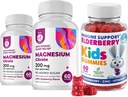 Żeberka dla dzieci i Magnezu 200 mg Gummies Sugar-Free - Zdrowy system immunologiczny Booster i wsparcie zdrowia z Elderberry Extract z Magnezu spokojne żucia dla dzieci i dorosłych Sugar- Free