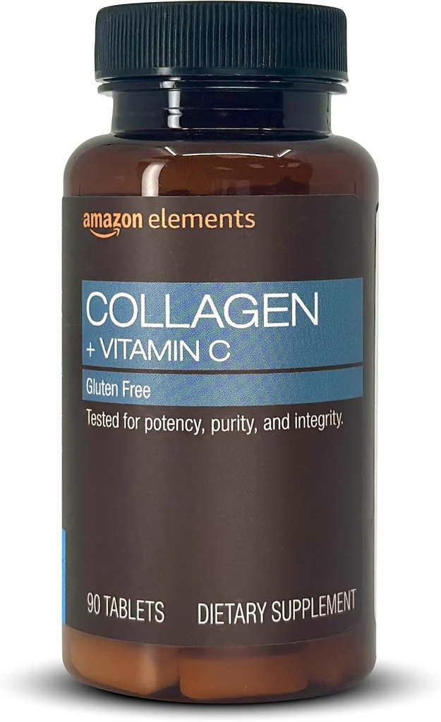 Elementy Collagen Peptydes + Witamina C, 2500 mg Collagen Peptydes per Serving, 90 Tabletki, 1 Dostawa Miesiąc
