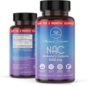 Suplement NAC N- Acetylo Cysteina 1000 mg, Amino Acid, Naturalny przeciwutleniacz, Wsparcie dla wątroby, Lung, System immunologiczny, Płodność 124; 120 N- Acetylo-L- Cysteina kapsułki