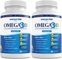Triple Force Pharmaceutical Grade Fish Oil 2750mg - Witamina D3 50mcg - 1500mg EPA - 680mg DHA - Heart - Cholesterol - LDL - HDL - No Burps lub Heartburn - Wysokie stężenie - 90 Służenie
