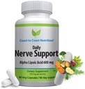 Nerve Support - Zaawansowane Ulgi Nerve z kwasem lipoicznym alfa 650 mg - Nerve Vitamin dla łatwości rąk, nóg i stóp - 60 Kapsułki / 30 Day Supply