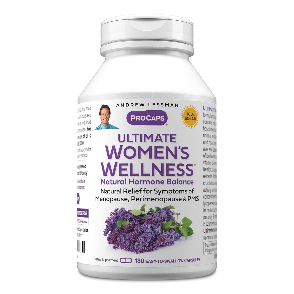 ANDREW LESSMAN Ultimate Women 's Wellness 180 Kapsułki - naturalnie łagodzi objawy menopauzy, PMS, Perimenopauza z soi Isoflavones, EGCG, Żurawina, Indole- 3- Carbinol. Łatwe do połknięcia kapsułki