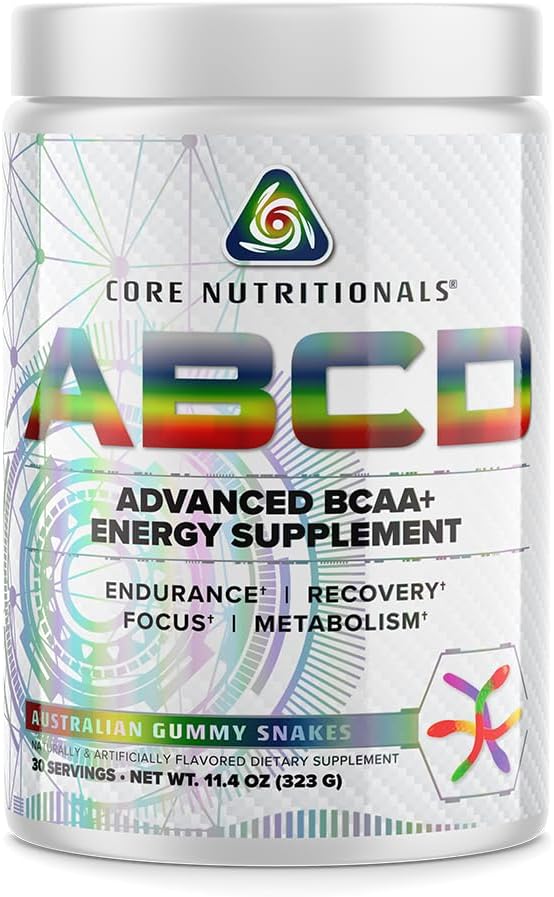 Podstawowe odżywki Platinum ABCD Advanced BCAA Suplement energetyczny, Poprawia wytrzymałość, Odzysk i Focus 30 Służenia (Australian Gummy Snakes)