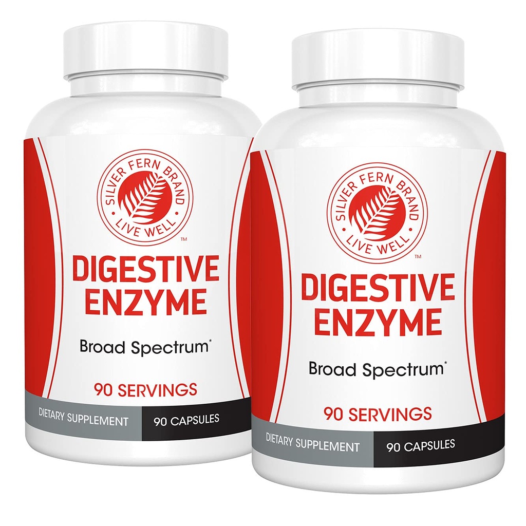 Silver Fern Brand Ultimate High Potency Digestive Enzym Supplement - 2 Butelki - 100% Pokrycie jelit - Digestive Comfort - Poprawa tolerancji żywności
