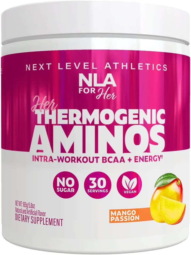 Jej Termogeniczne Amino Kobiet Prepost & Intra Workout Booster (Mango Passion, 30 Servings) w BCAA zasadnicze aminokwasy, kofeina, & Electrolytes- Max Warsztaty w Trwałe Energy-Wegan, Cukier wolny