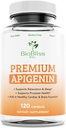 Apigenin Suplement - 50mg 120 Czapki, 4 Miesiące Supply- Pottent Bioflavonoid & Przeciwutleniacz. * Pomoc snu na relaks, Prostate Health & More * Non-GMO -Gluten Free- Vegan