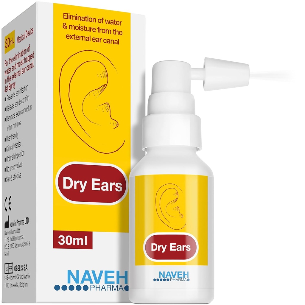 NAVEH PHARMA Suche Uszy - Swimmers Us Drops Spray - Uszy Suszące Krople dla Swimmers Dorośli i Dzieci / Usuń wodę w pułapce w uszach i zapobiegania bólowi, zakażeniu i utracie słuchu (1 Fl Oz)