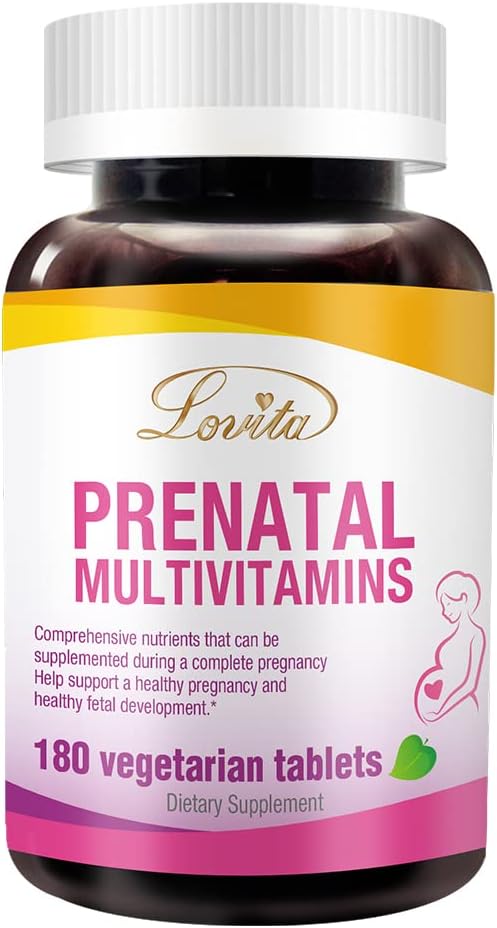 Lovita Prenatal Multivitamin - Kompleksowe wsparcie żywieniowe dla przed, w trakcie i po - Ciąża - 180 Tabletki wegetariańskie