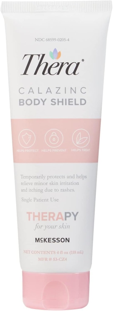 McKesson 's Thera Calazinc Body Shield, Calamine with Zinc Cream -Skin Barrier Ointment for Eczema, Łuszczyca, Diaper Rash - 4 oz. Rurka, 1 liczba