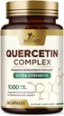 Suplement Quercetin 1000mg - Naturalne, Plantowe wsparcie dla immunologicznych, komórkowych, oddechowych i sezonowych zmian - Dwuwodny Quercetin Extra Siła z Sophora Japonica - 60 Kapsułki Veggie