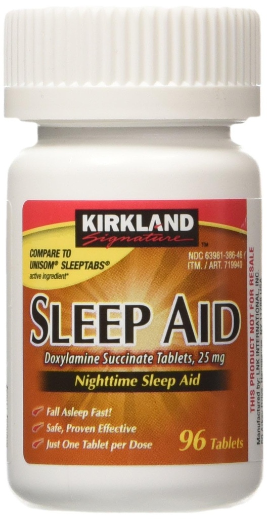 Kirkland Signature Sleep Aid Doxylamine Succinate 25 Mg, 96- Count (1 butelka) Nighttime Sleep Aid