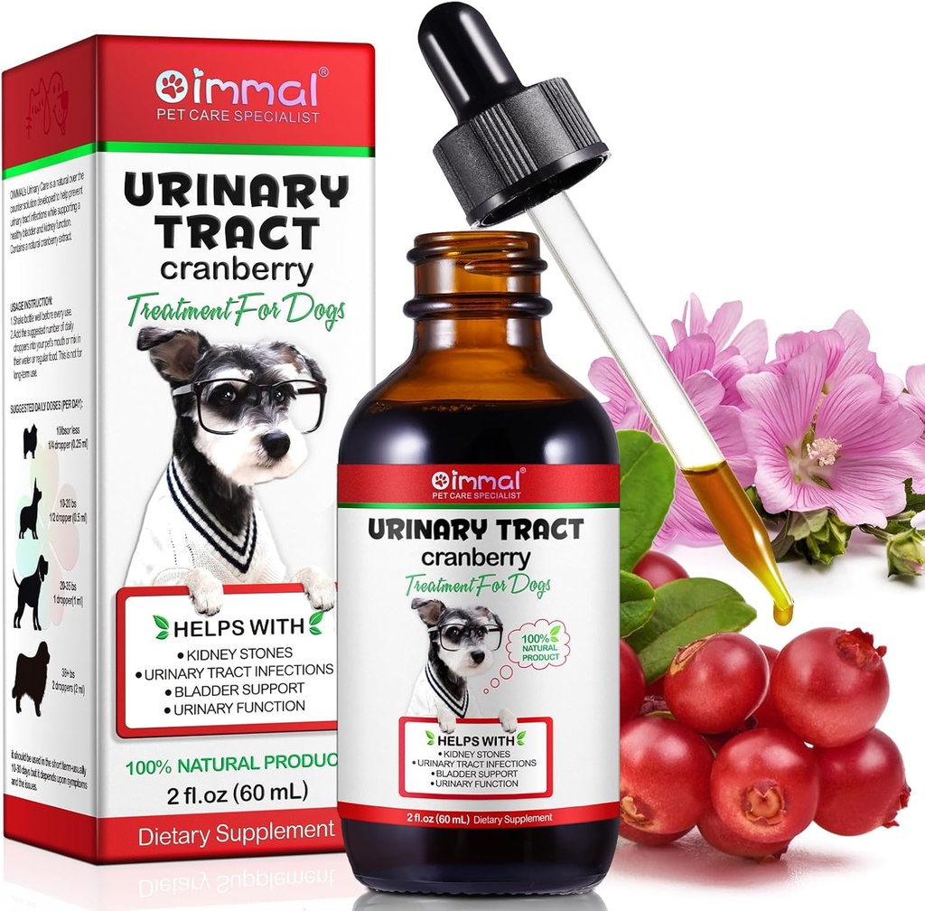 Dog UTI Treatment - Urinary Tract Infection Treatments, Kidney+Bladder Support Supplement, Natural Cranberry Extract for Dogs, Supports Urinary and Digestive Health (2 Fl Oz)