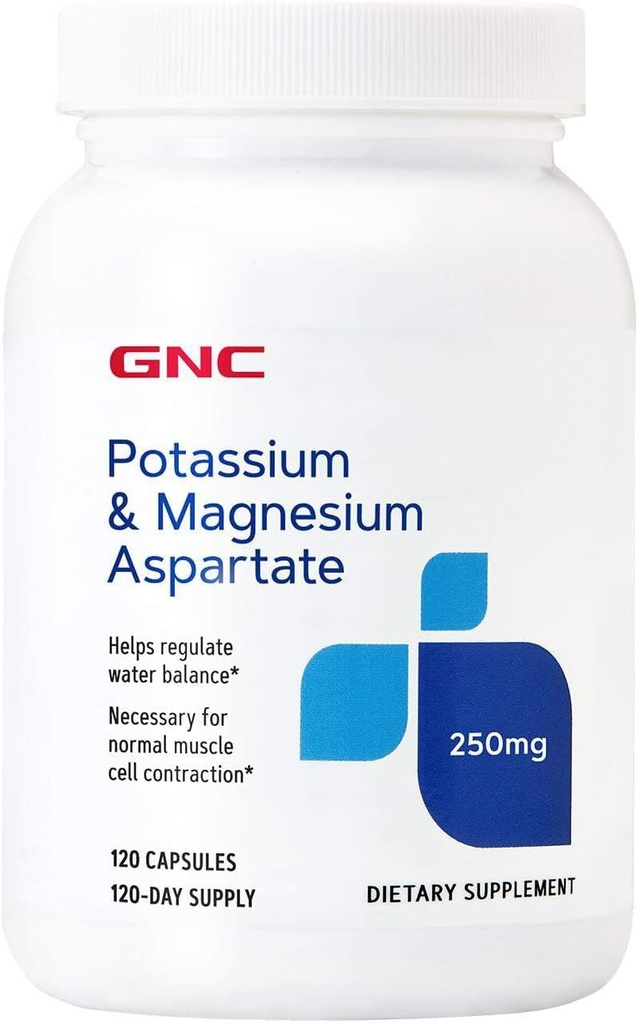 GNC Aspartat potasu i magnezu 250 mg suplement, pomaga Regulate Water Balance, 120 Służenia