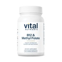 Vital Nutrigents Witamina B12 & Metyl Folate Agregat 124; Wegan Methylled Folate & B12 Supplement Agregates 124; 5- MTHF Plus B12 Supports Nerwowy System & Metabolizm * Gluten, Dairy, Soy Free Agregate 124; 100 Kapsułki