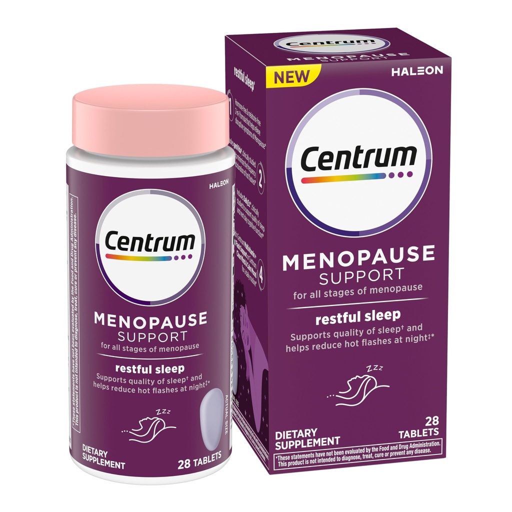 Centrum Resteful Sleep Menopauza Wsparcie Tablety, Suplement z Klinicznie Studiowane DailyZz i geniVida, 28 Hrabia