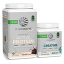 Sunwarrior Creatine Powder & Vanilla Aktywny Organiczny Proszek Białko Zestaw 124; Bundle & Zapisz 124; Białko Wegańskie Plus Bez smaku Monowodzian Kreatyny (60 Servings Unflavored, 20 Servings Chocolate)