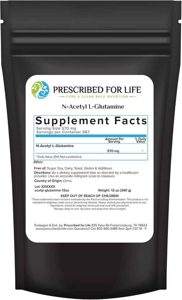 Przepisany do dożywotniego N Acetylo L proszek glutaminowy, czysty L glutamina Acids Supplement (12oz / 340g)