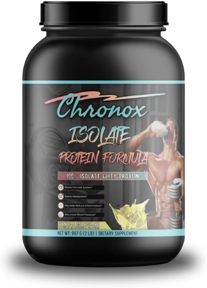 Chronox 100% Proszek z białka serwatkowego - Proszek z białka do hodowli mięśni - Izolacja proszku serwatkowego - Wanilia do budowy mięśni przed i po - Trening - (2 LB)