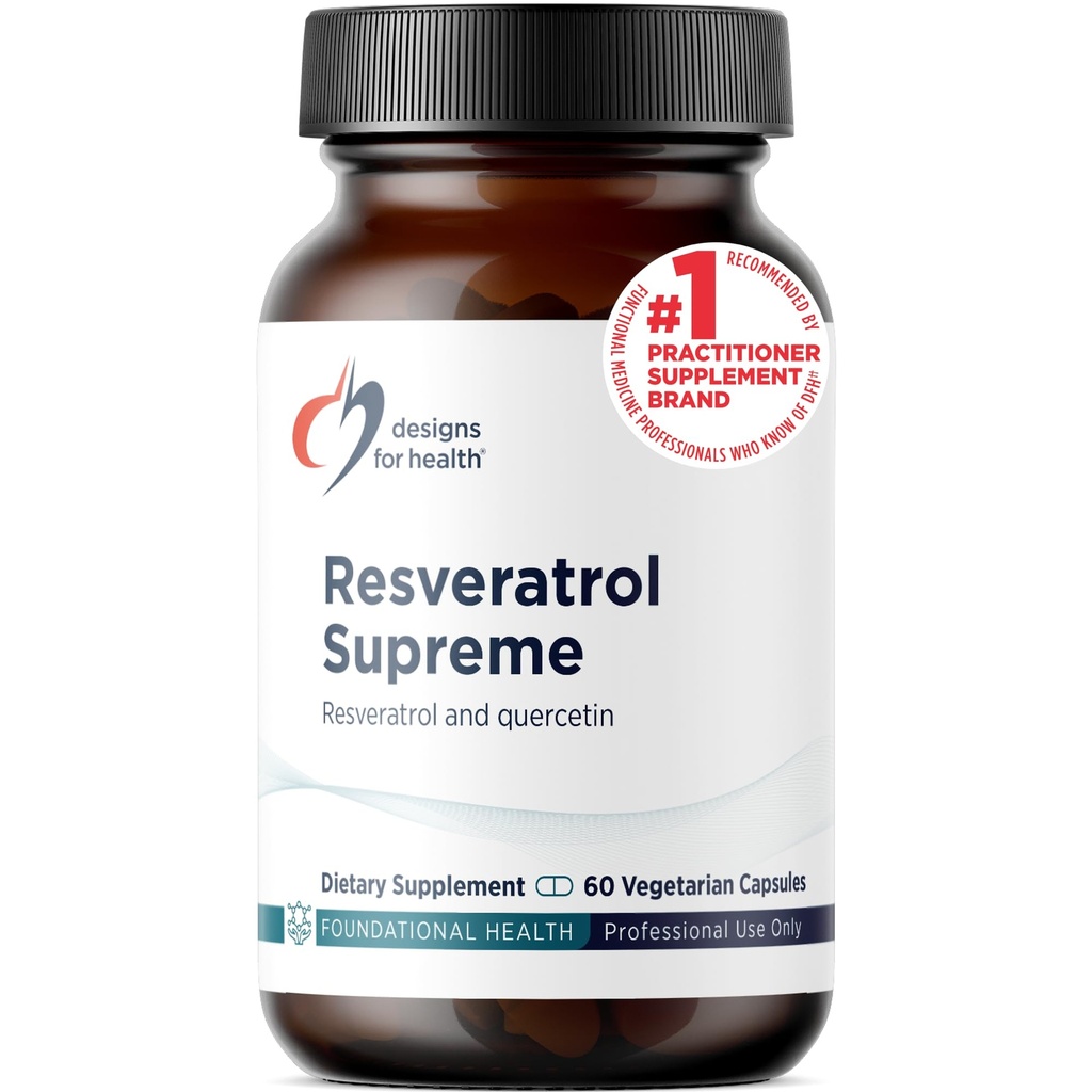 Designs for Health Resveratrol Supreme - Trans Resveratrol from Japanese Knotweed + Quercetin - Healthy Aging + Cardival Supplement Supplement, Non-GMO (60 kapsułki)