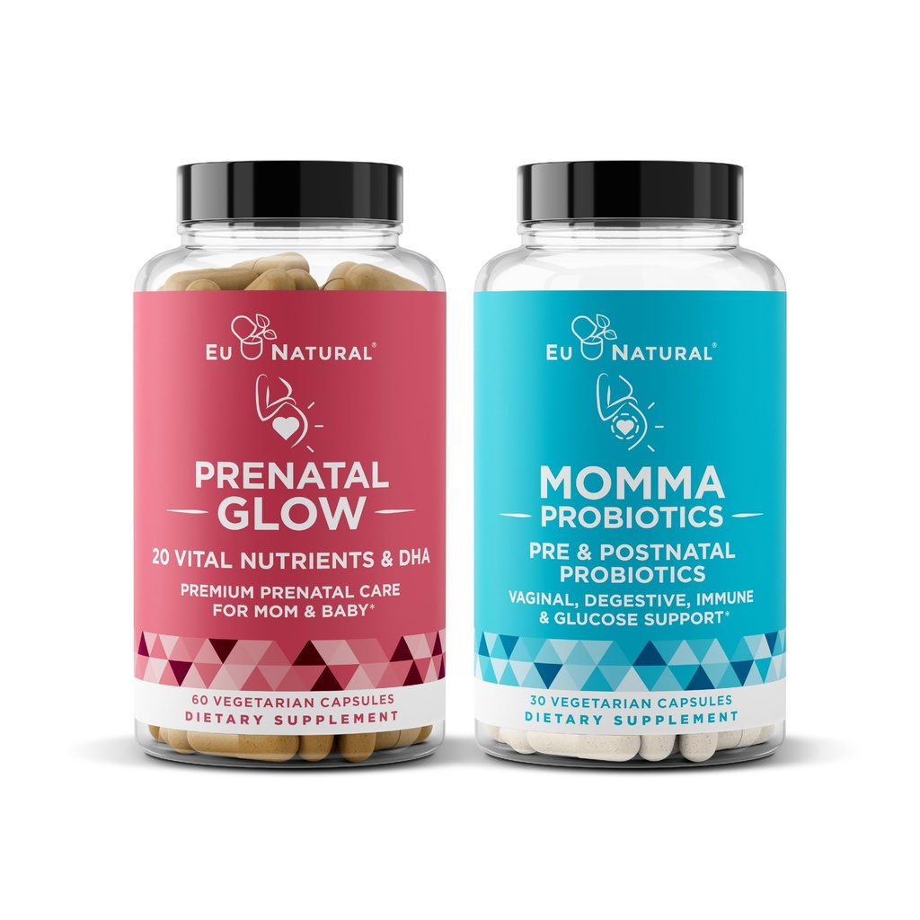 Natural Prenatal Bundle - Glow Prenatal Multivitamin - Probiotyki Momma dla mamy i dziecka
