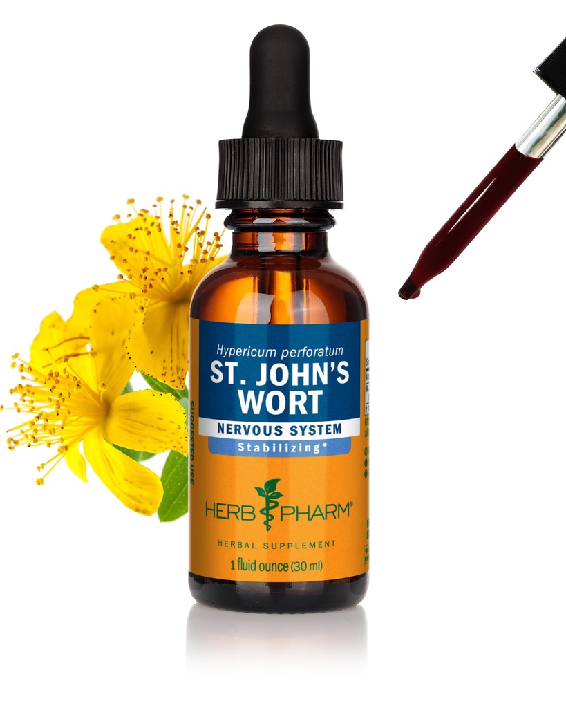 Herb Pharm St. John 's wyciąg płynny dziurawca dla pozytywnego nastroju i równowagi emocjonalnej, Alkohol trzcinowy, 1 unce