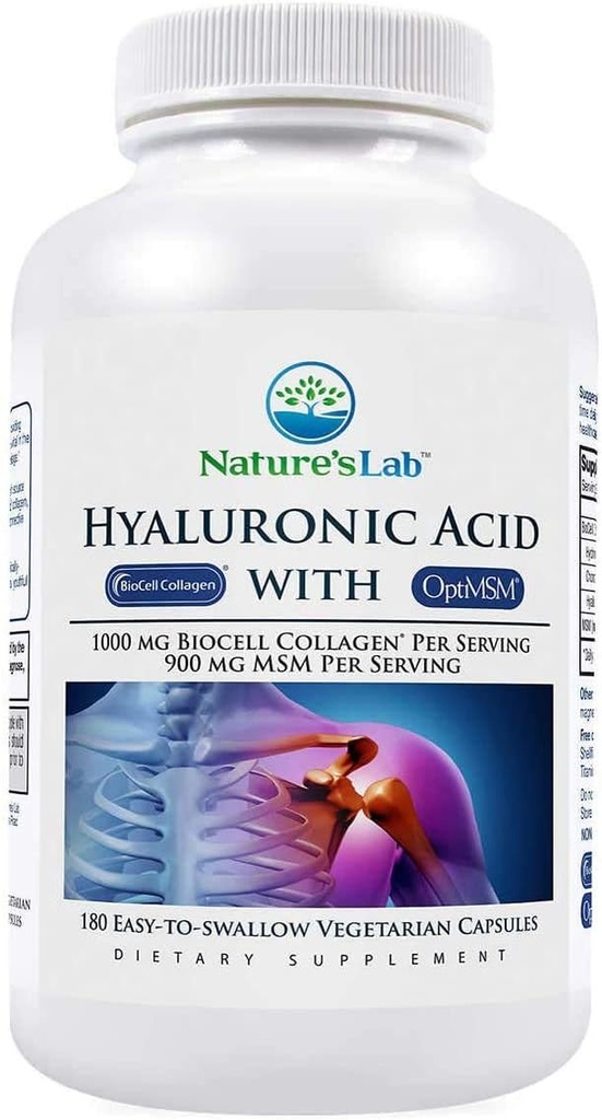 Natural 's Lab Hialuronic Acid with BioCell Collagen, 180 Kapsułki wegetariańskie