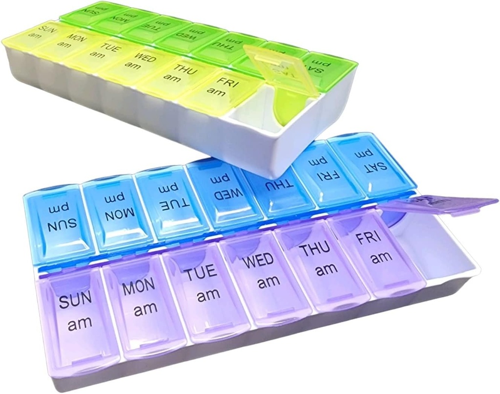 Dwa razy dziennie Pill Organizator - Sunday Through Saturday Container for Vitamin and Pills A.M. P.M. (1)