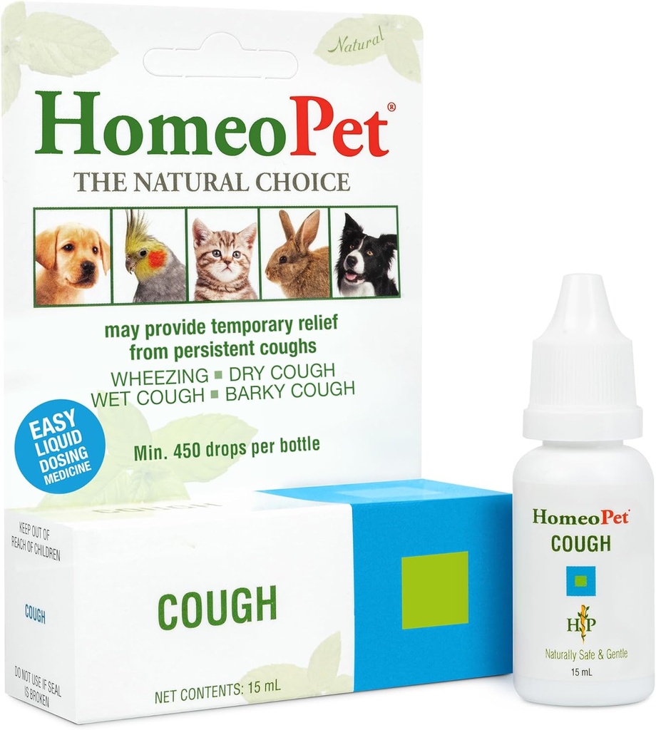 HomeoPet Kaszel, Safe and Natural Cough Suplement dla psów, kotów i małych zwierząt, 15 Mililiterów