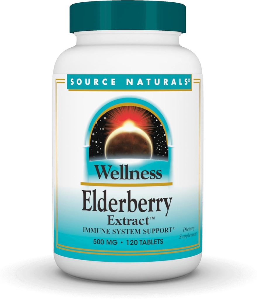 Źródło Naturals Wellness Elderberry Extract for Immune System Support * - 500 mg, 120 tabletek