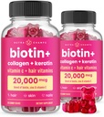 NutraChamps Hair Skin & Nails Gummies, Biotin z Collagen & Keratin, 5000mcg Biotin Beauty Complex, Suplement witaminy, Berry, 120 Count, Zdrowe włosy, Promienna skóra i silne paznokcie (Opakowanie 2)
