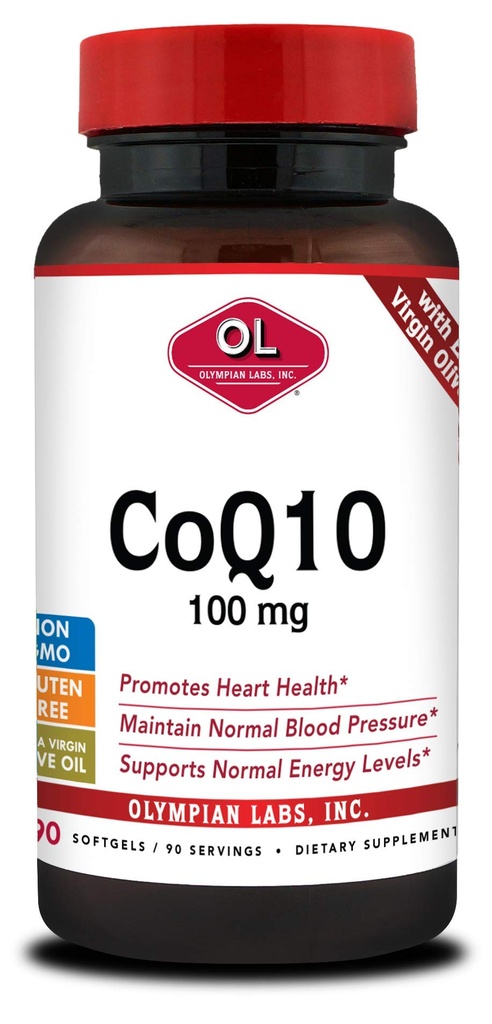 Olympian Labs Koenzym Q10 100mg Softgels z Extra Virgin Olive Oil, Heart Health Support, Cell Protection from Free Radicals