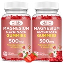 Glucynian magnezu 500 mg dla dorosłych i dzieci Suplement magnezu z witaminą B6- Naturalny spokój Gummies- Spokojny nastrój, Mięśnie i Sleep Support- Strawberry Flavor, 120 Gummies